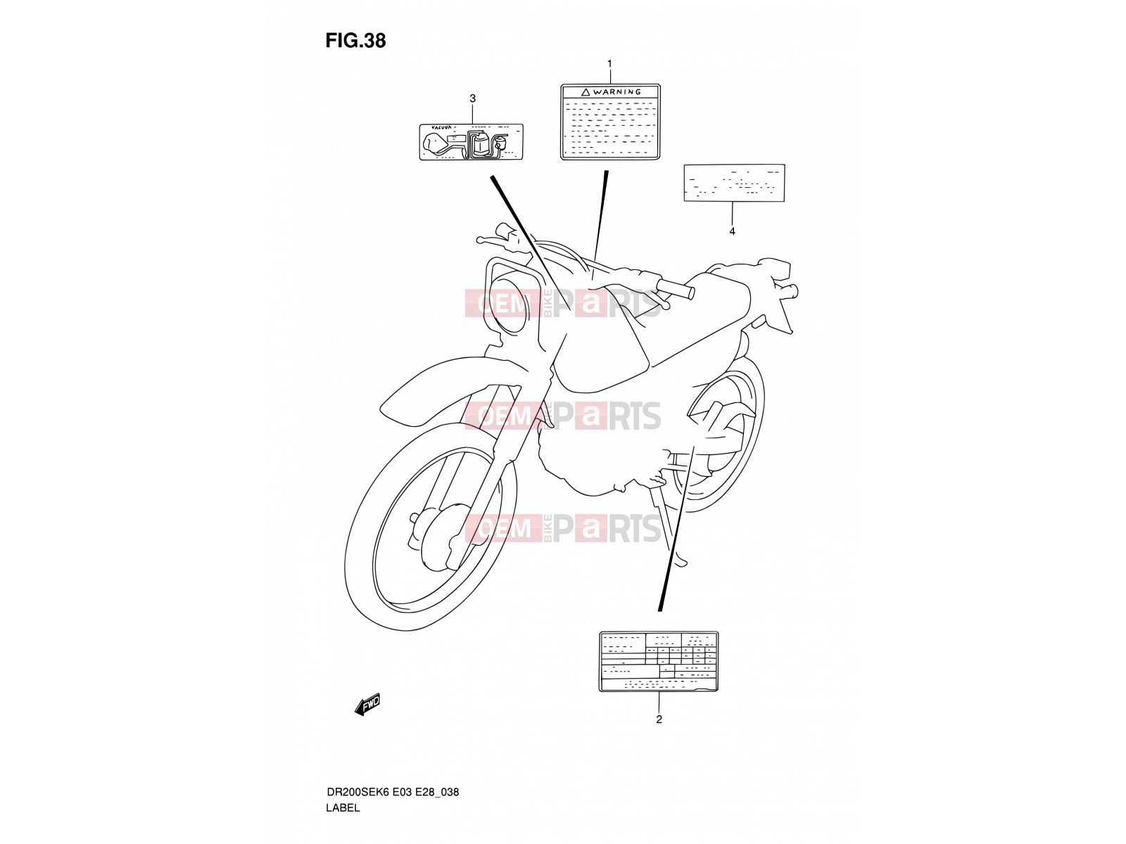 SUZUKI DR200SE K8 (2008) (E03,E28,E33) 38 - LABEL