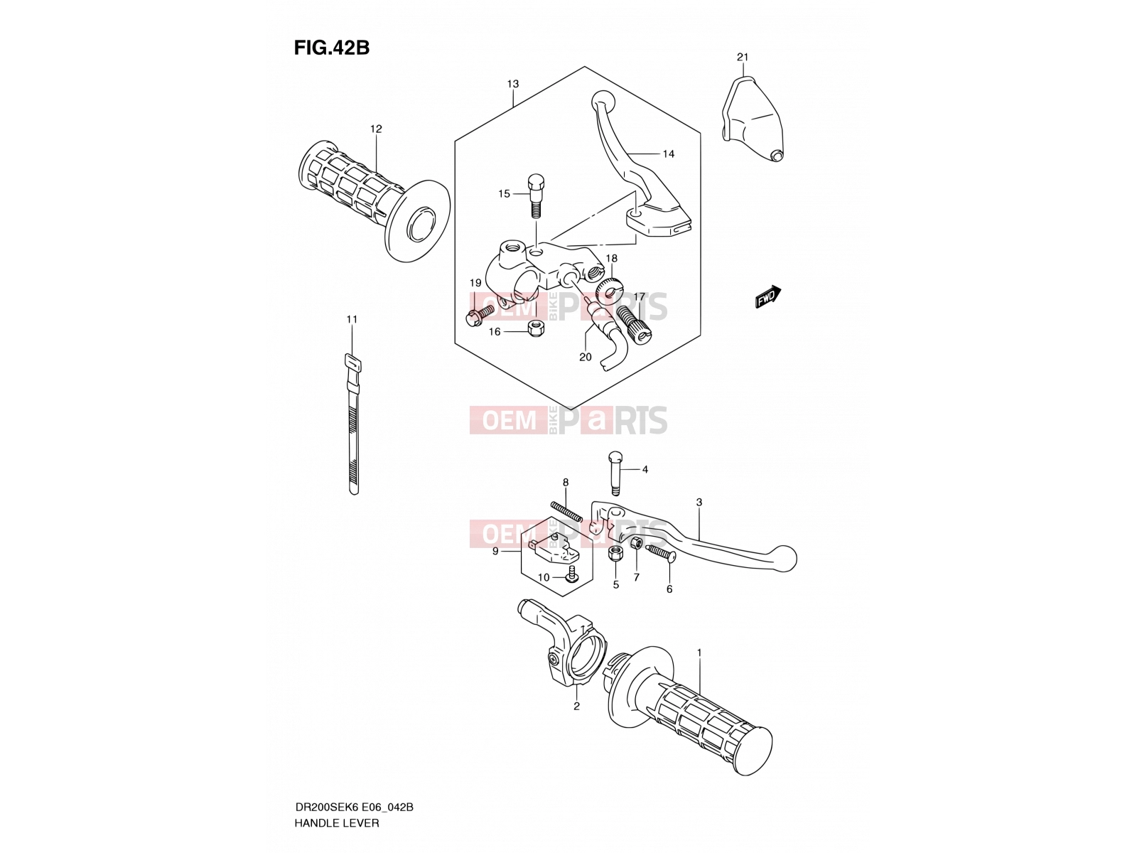 SUZUKI DR200SE K8 (2008) (E06,E24) 42B - HANDLE LEVER (MODEL L0 E06)