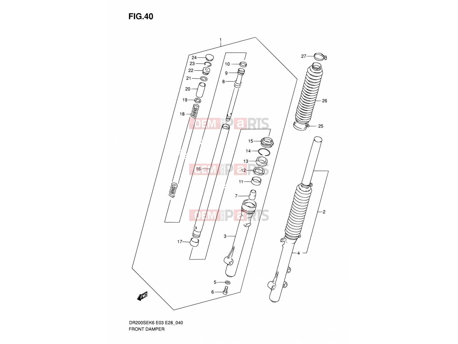 SUZUKI DR200SE L0 (2010) (E03,E28,E33) 40 - FRONT DAMPER