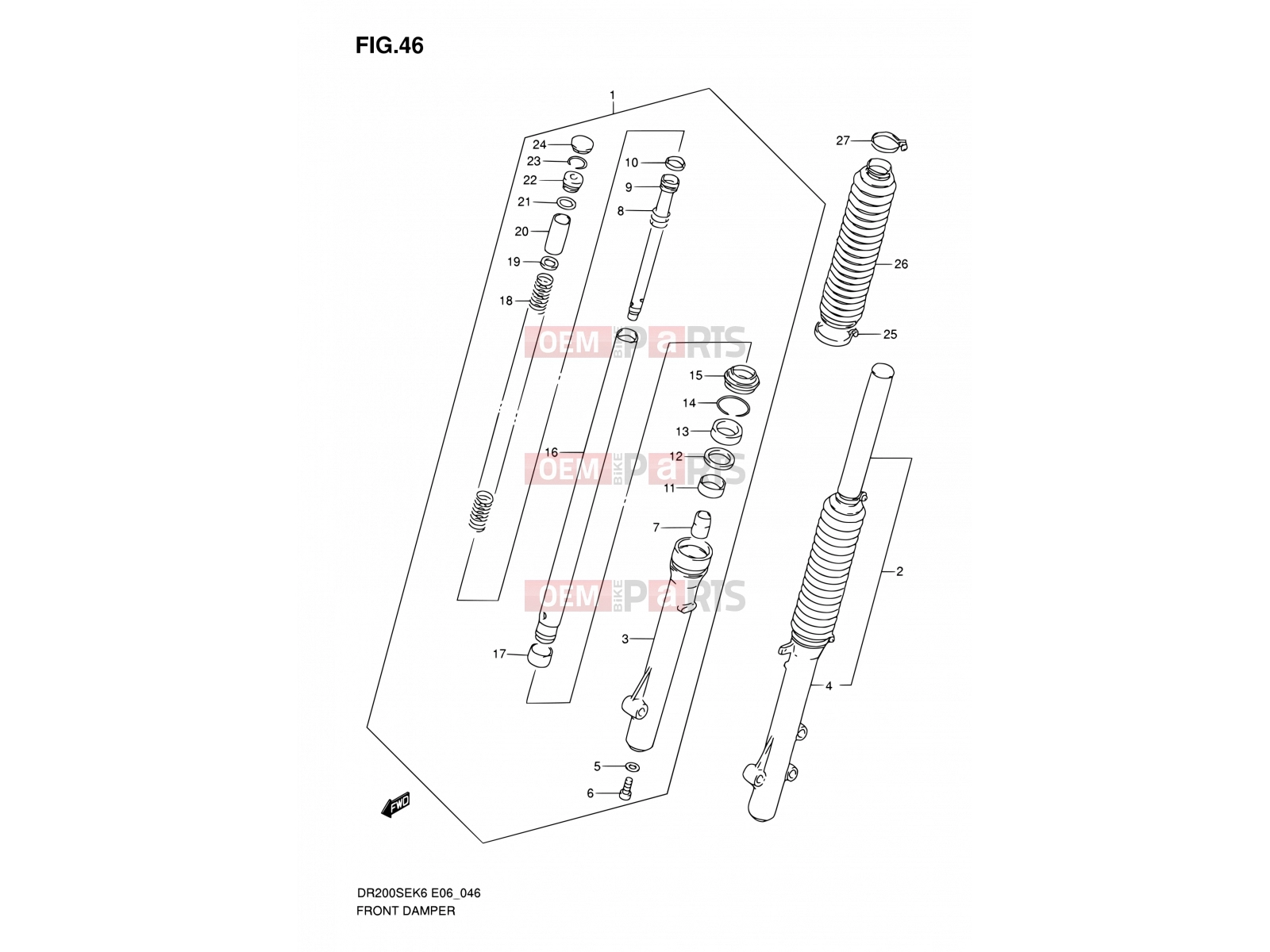 SUZUKI DR200SE L0 (2010) (E06,E24) 46 - FRONT DAMPER