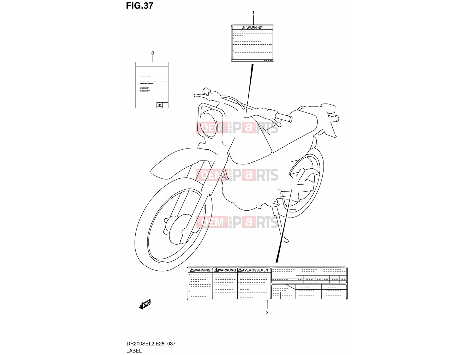 SUZUKI DR200SE L2 (2012) (E03,E28,E33) 37 - LABEL
