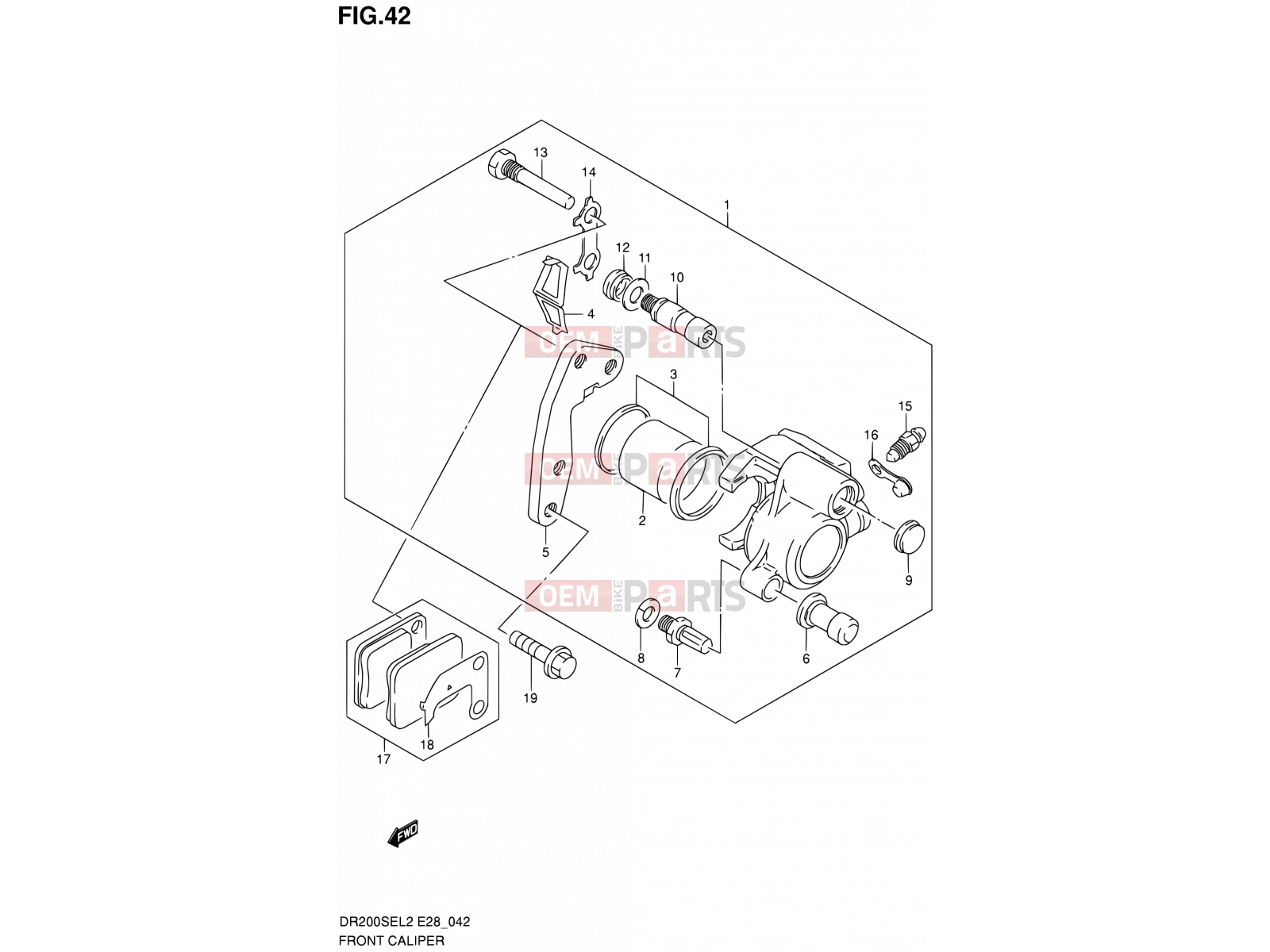 SUZUKI DR200SE L2 (2012) (E03,E28,E33) 42 - FRONT CALIPER