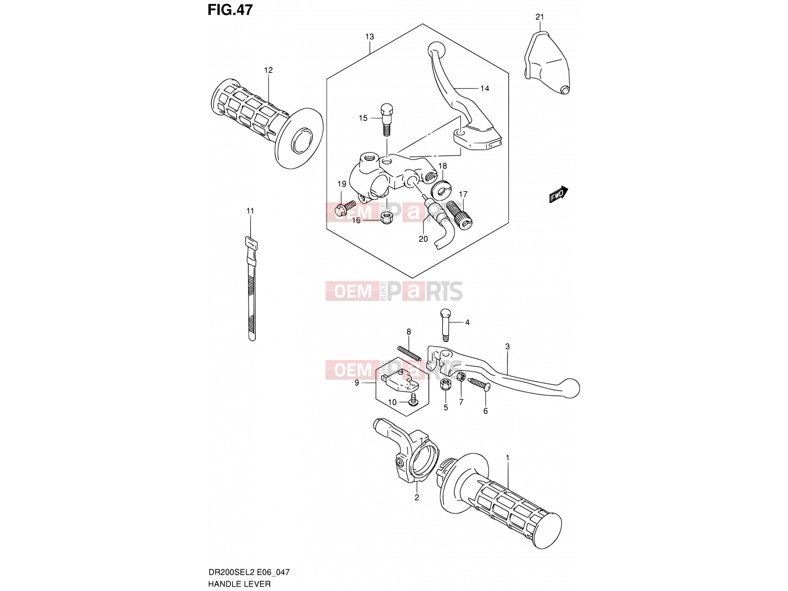 SUZUKI DR200SE L2 (2012) (E24) 47 - HANDLE LEVER (DR200SEL2 E06)