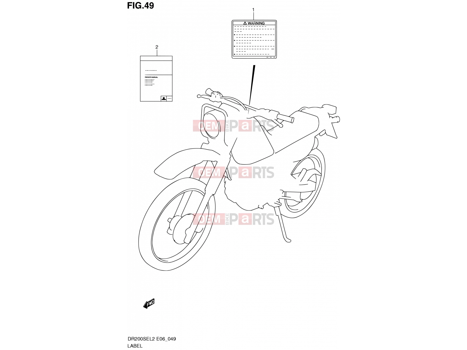 SUZUKI DR200SE L2 (2012) (E24) 49 - LABEL (DR200SEL2 E06)