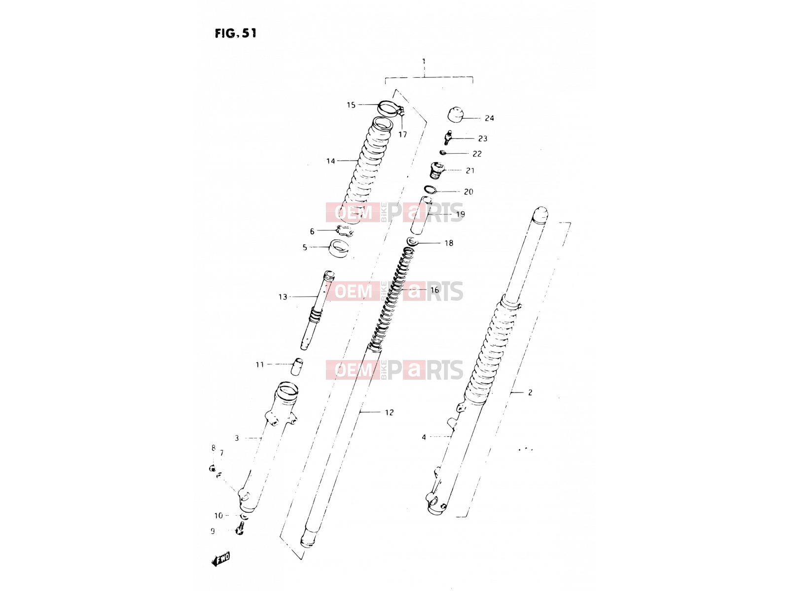 SUZUKI DR250S D (1983) 51 - FRONT FORK