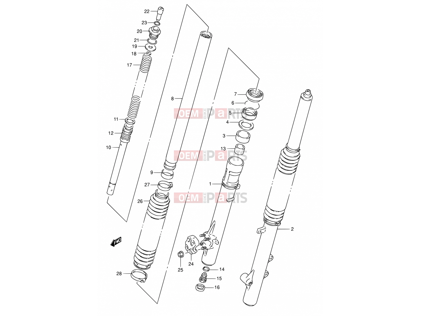 SUZUKI DR350 L (1990) (E01) 38 - FRONT DAMPER (SEE NOTE)