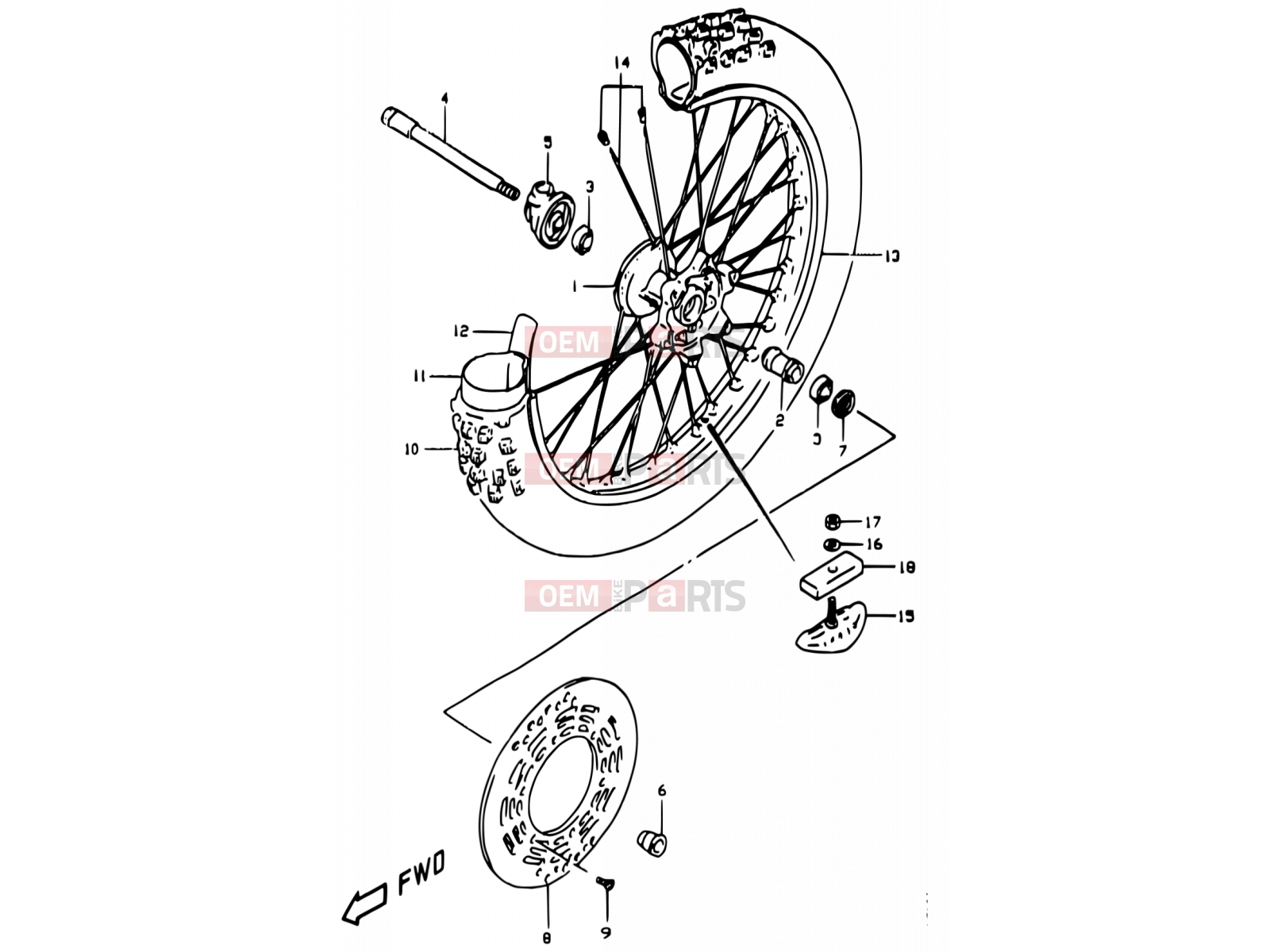 SUZUKI DR350 X (1999) (E01,E24) 45 - FRONT WHEEL