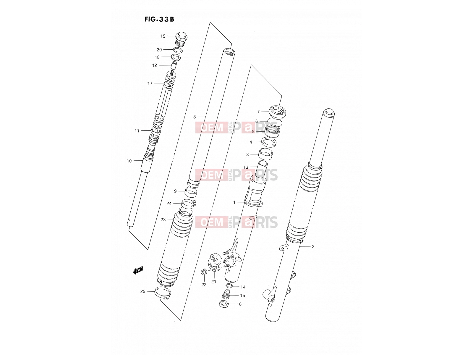 SUZUKI DR350S L (1990) (E02) 33B - FRONT DAMPER (DR350SR E22,E24)