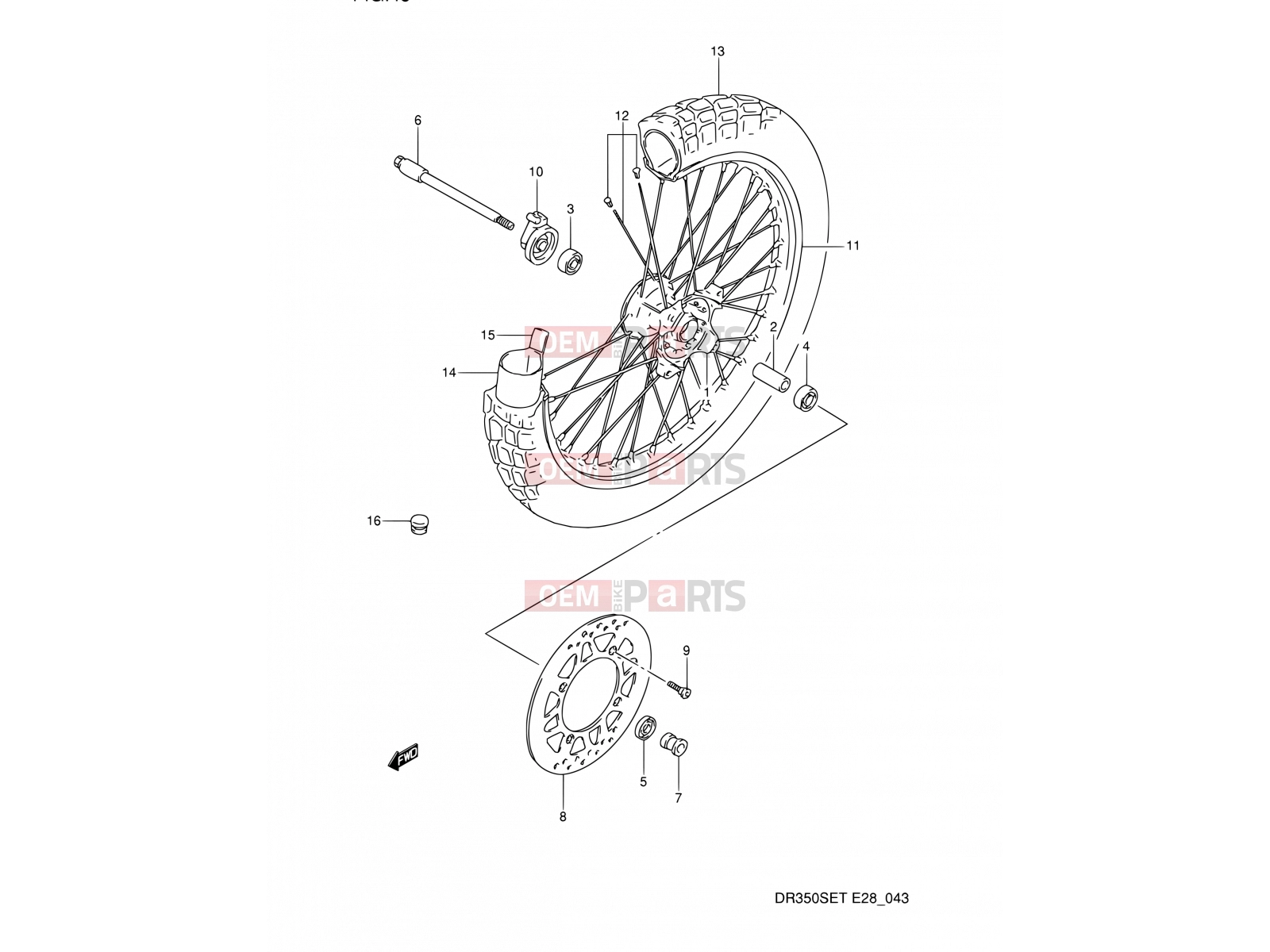 SUZUKI DR350S M (1991) (E03,E28,E33) 43 - FRONT WHEEL