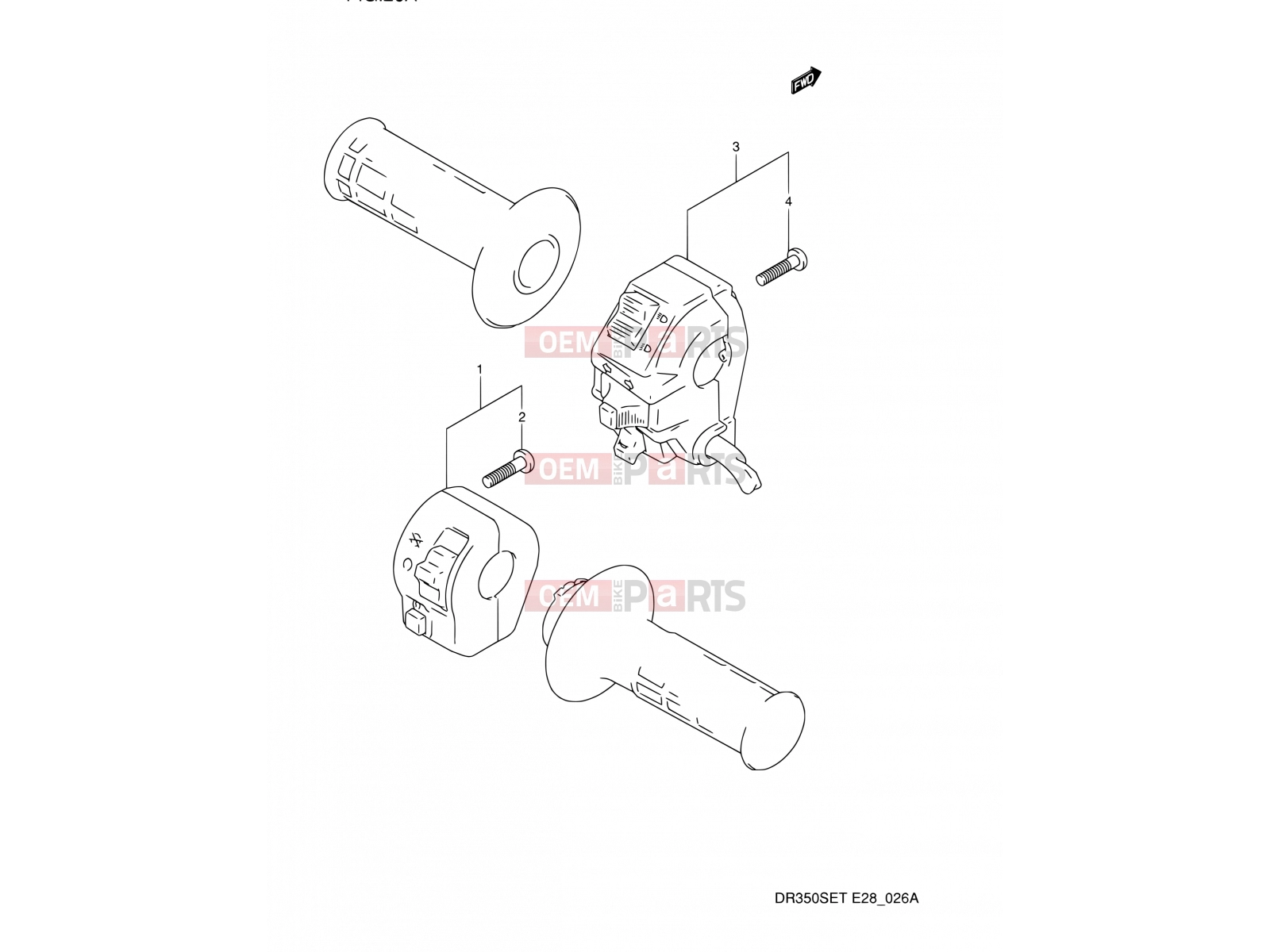 SUZUKI DR350SE T (1996) (E03,E28,E33) 26A - HANDLE SWITCH (MODEL T)