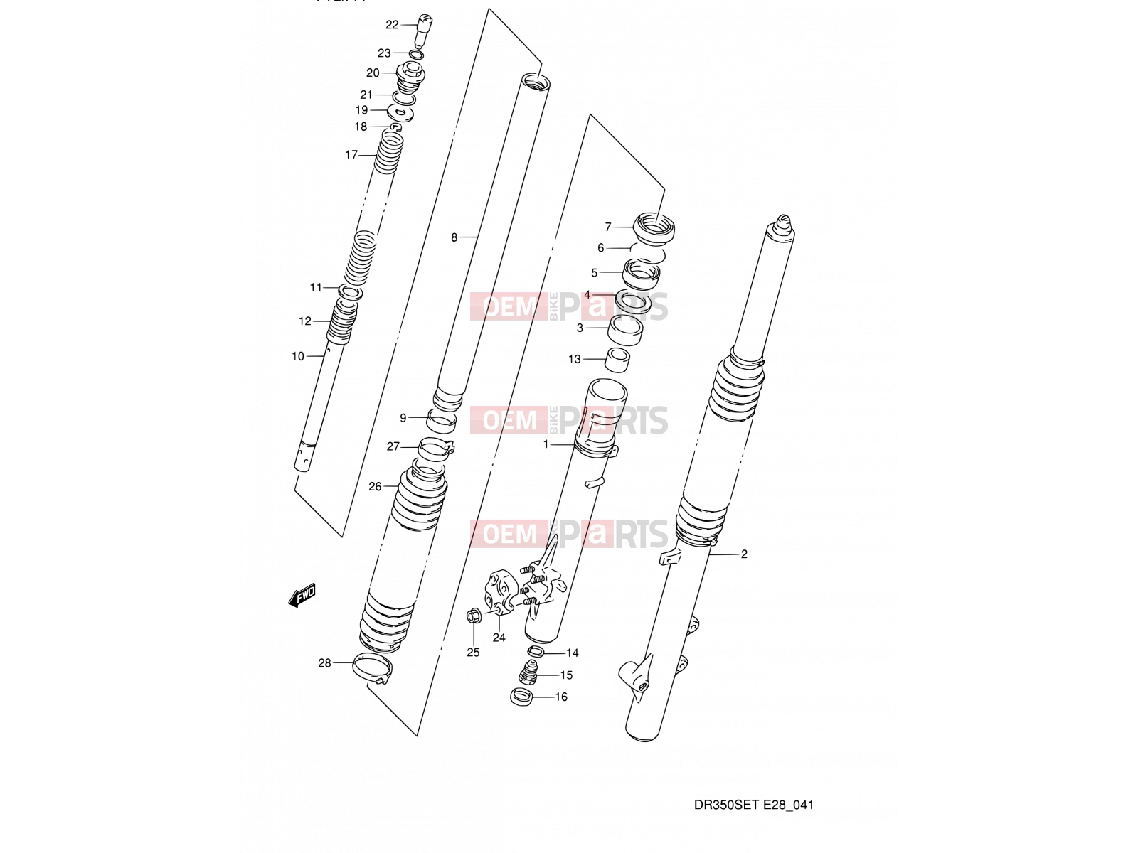 SUZUKI DR350SE T (1996) (E03,E28,E33) 41 - FRONT DAMPER