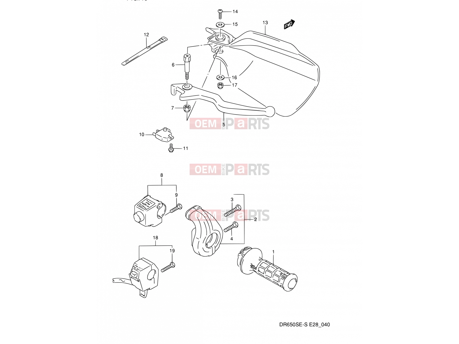 SUZUKI DR650SE S (1995) 40 - RIGHT HANDLE SWITCH