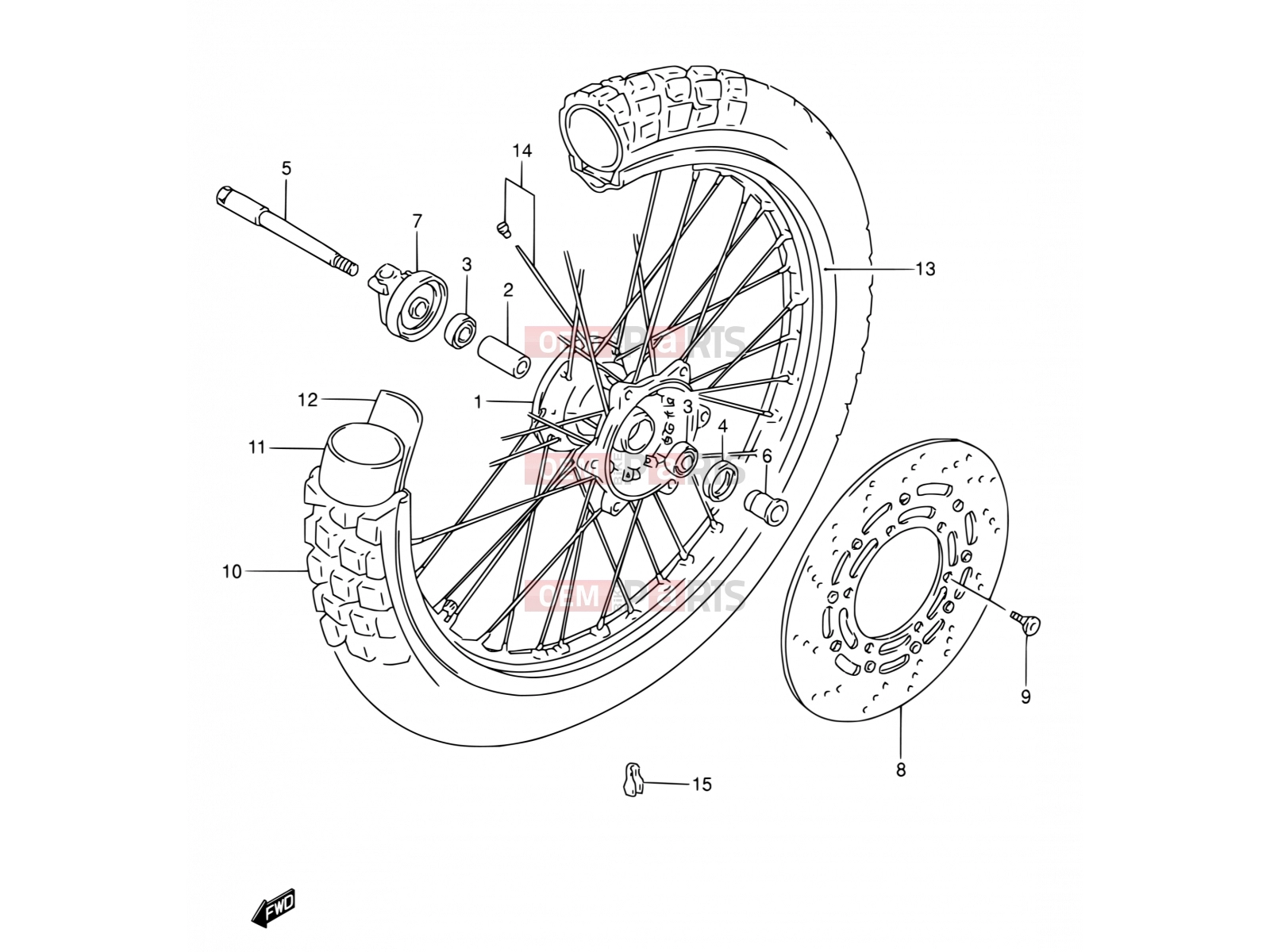SUZUKI DR650SE K2 (2002) (E03,E28,E33) 46 - FRONT WHEEL