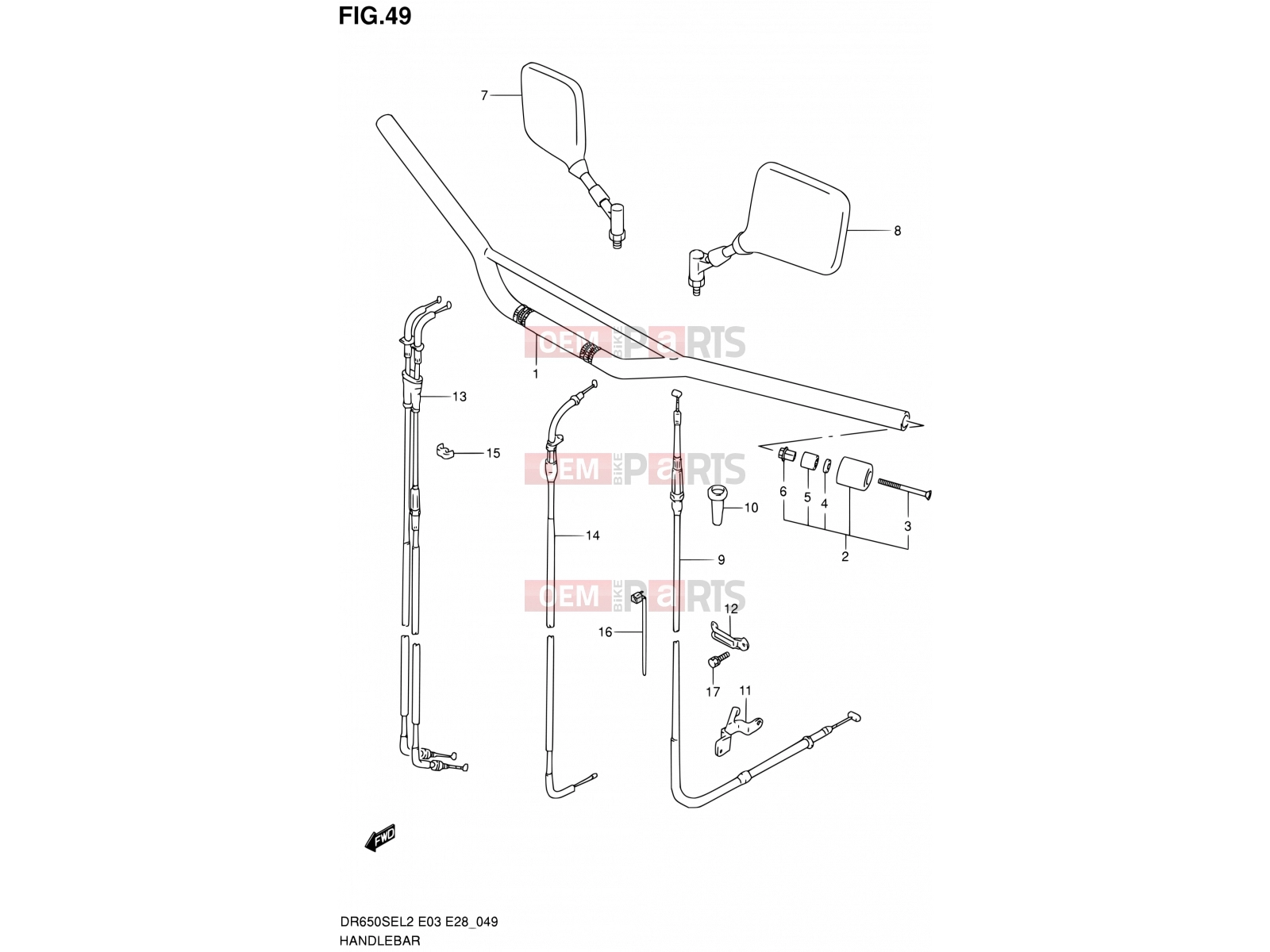 SUZUKI DR650SE L2 (2012) (E03,E28,E33) 49 - HANDLEBAR