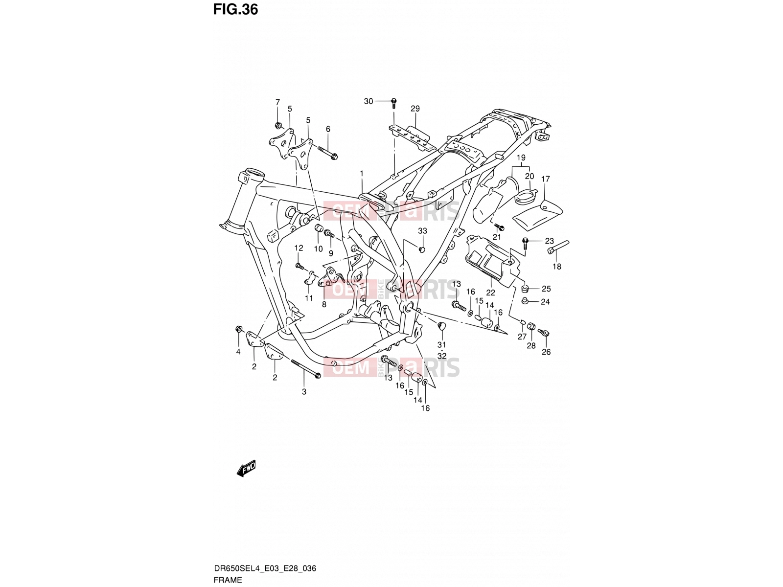 SUZUKI DR650SE L4 (2014) (E03,E28,E33) 36 - FRAME (DR650SEL4 E03)