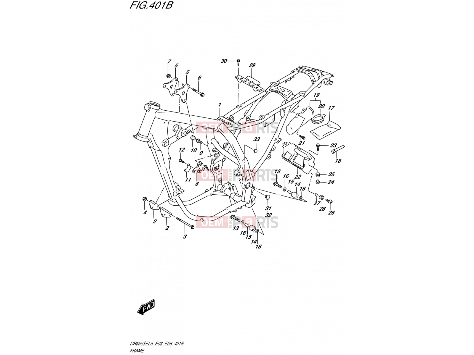 SUZUKI DR650SE L5 (2015) (E03,E28,E33) 401B - FRAME (DR650SEL5 E28)