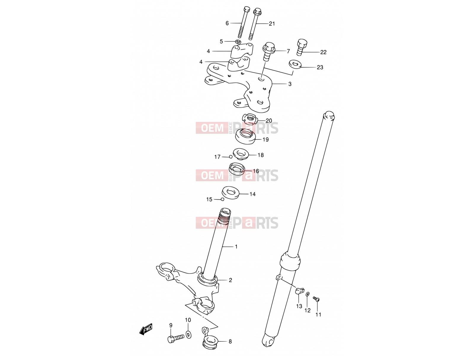 SUZUKI DS80 X (1999) (E03,E28,E33) 29 - STEERING STEM