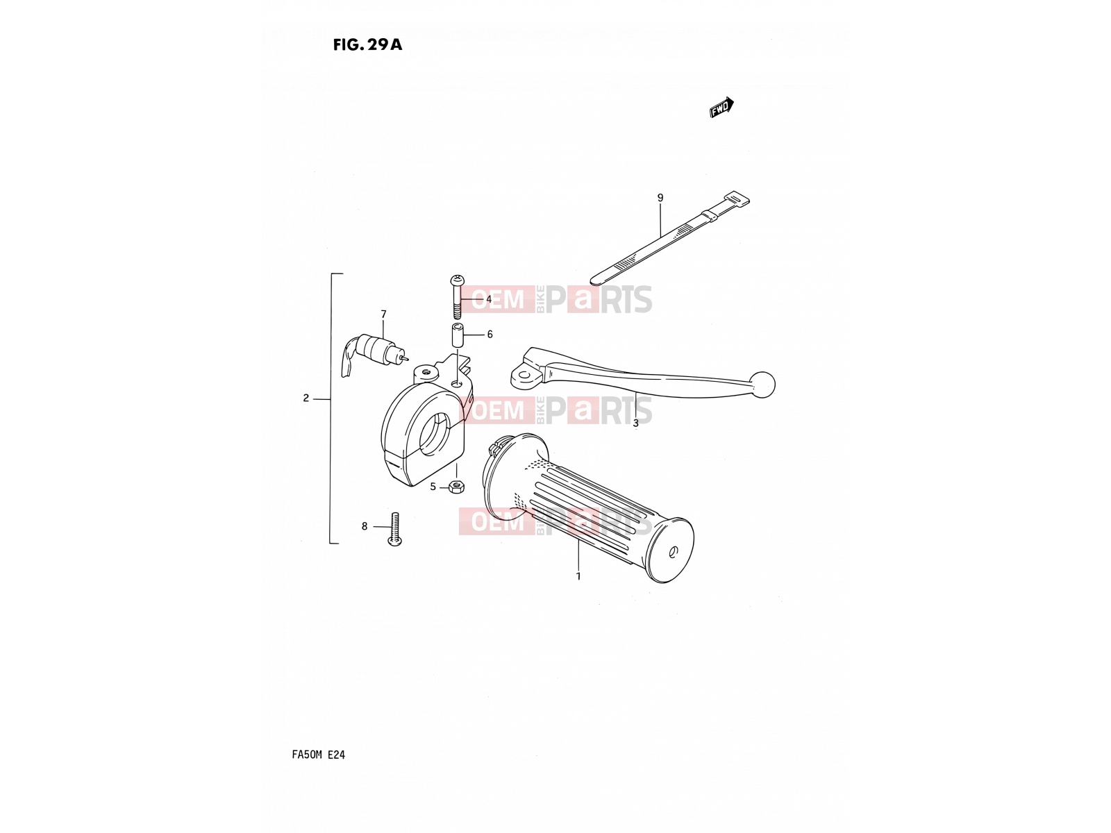 SUZUKI FA50 J (1988) 29A - RIGHT HANDLE SWITCH (E21)