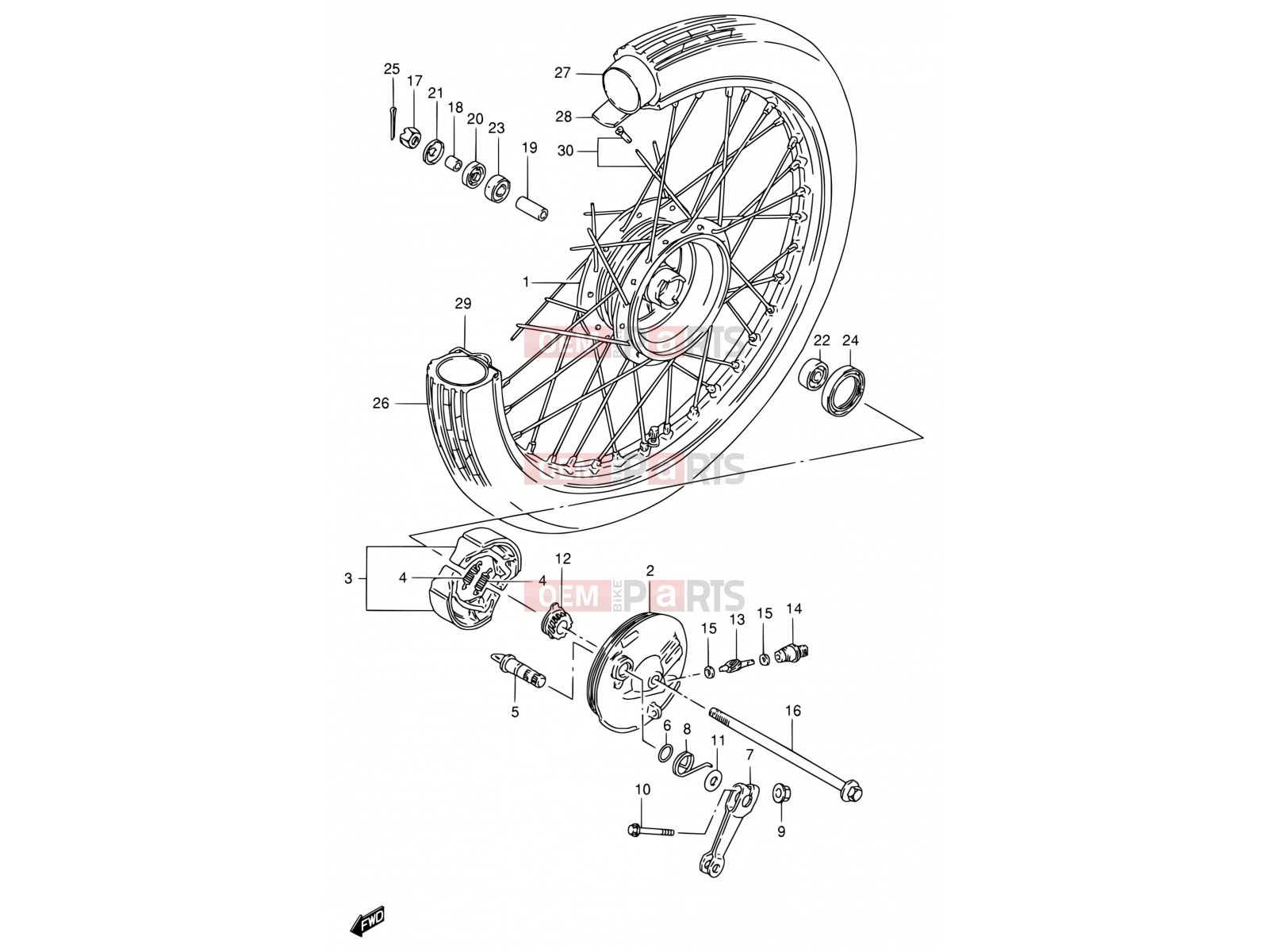 SUZUKI FB100 / FB100D V (1997) 48 - FRONT WHEEL (SEE NOTE)