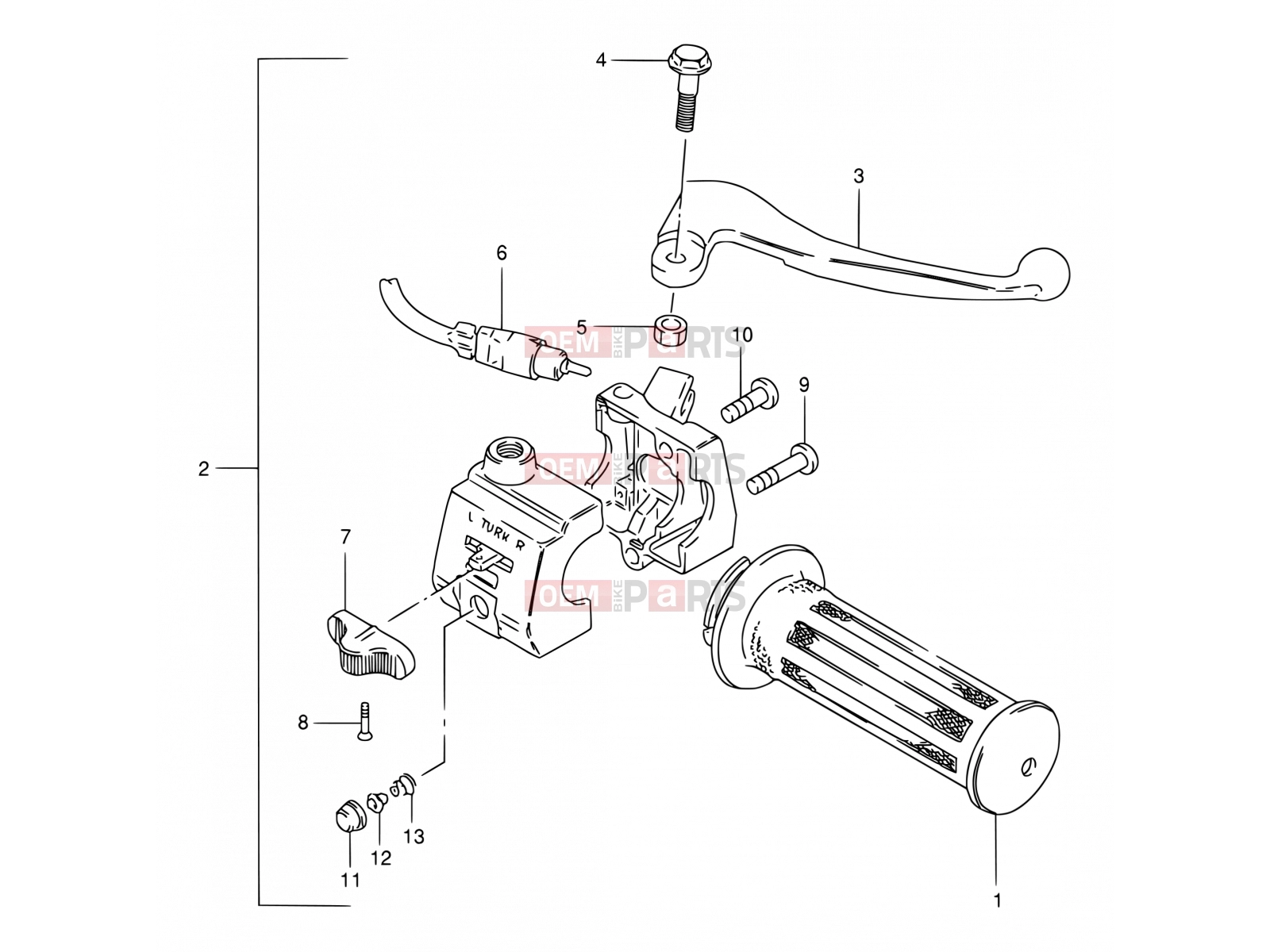 SUZUKI FB100 Y (2000) 41 - RIGHT HANDLE LEVER