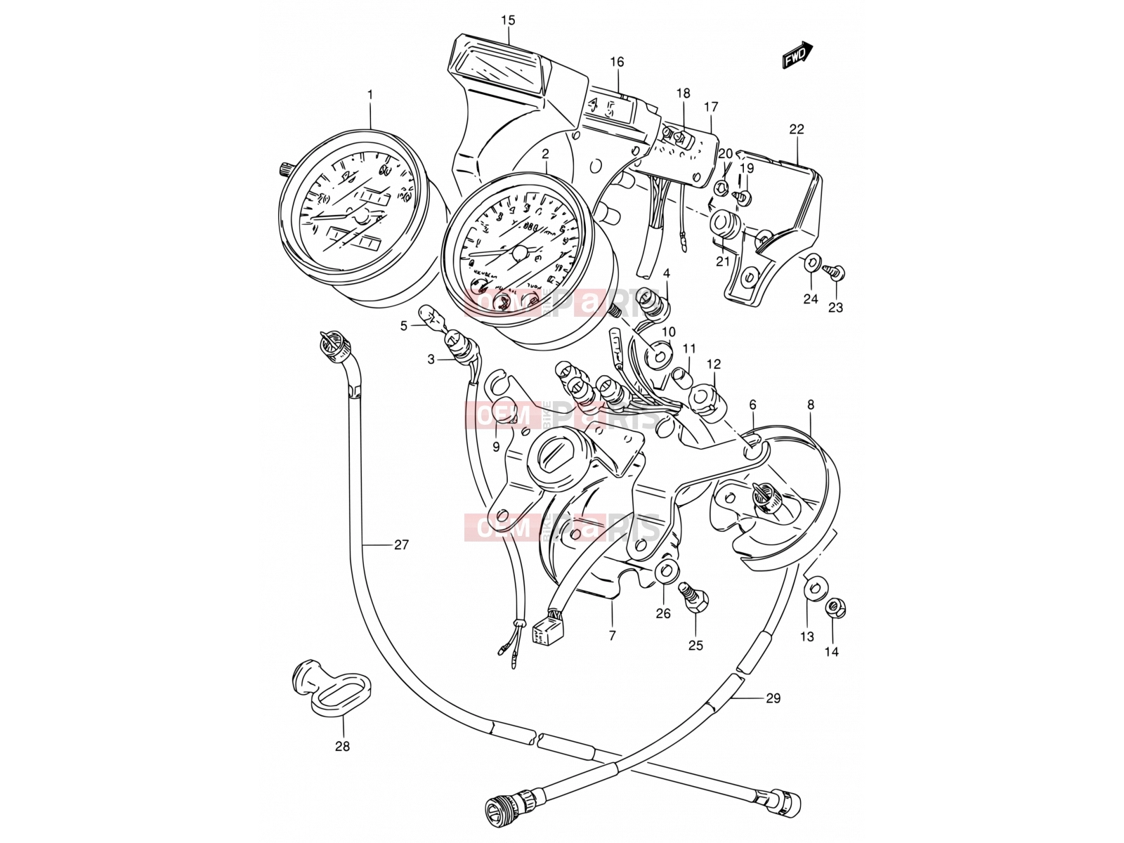 SUZUKI GN125E N (1992) (E30) 21 - SPEEDOMETER - TACHOMETER (E30)