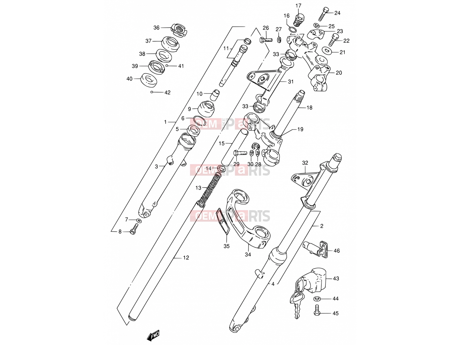 SUZUKI GN125E N (1992) (E30) 43 - FRONT FORK