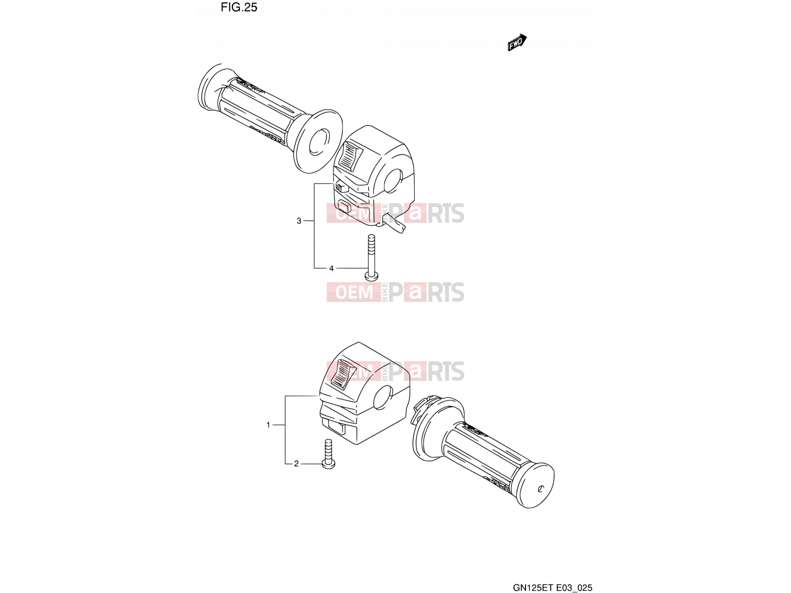 SUZUKI GN125E P (1993) (E03) 25 - HANDLE SWITCH