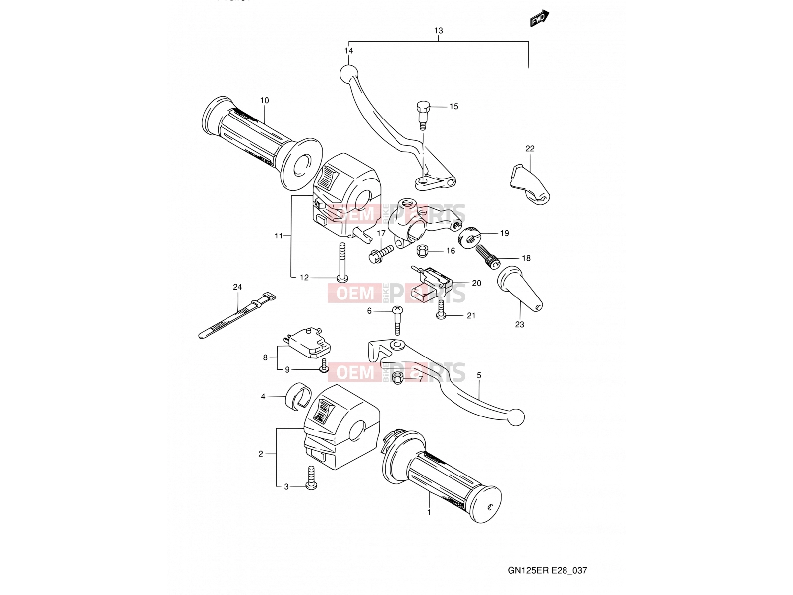 SUZUKI GN125E R (1994) (E03,E28,E33) 37 - HANDLE SWITCH