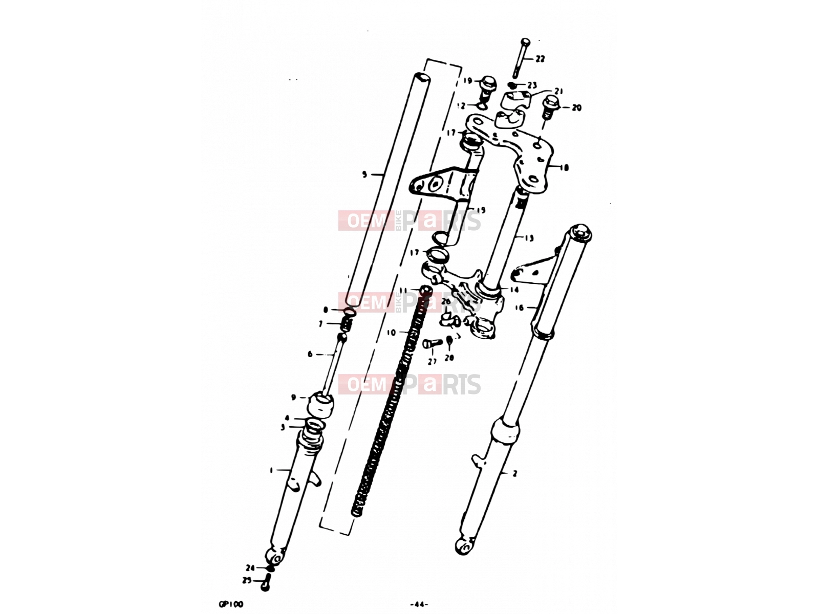 SUZUKI GP100U C (1978) 44 - FRONT FORK (E14)