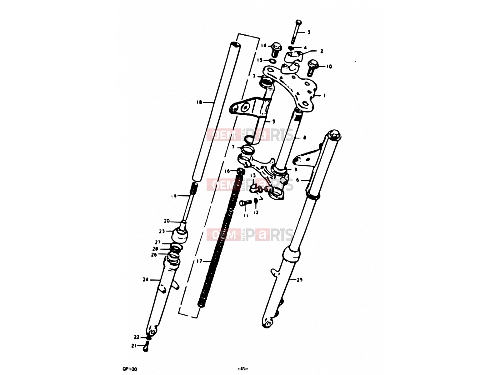 SUZUKI GP100U C (1978) 45 - FRONT FORK (E06, E13, E30)