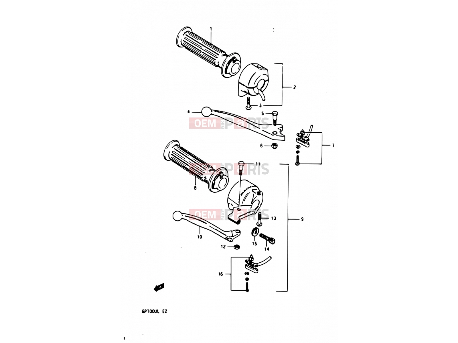 SUZUKI GP100U D (1983) 51 - RIGHT HANDLE SWITCH