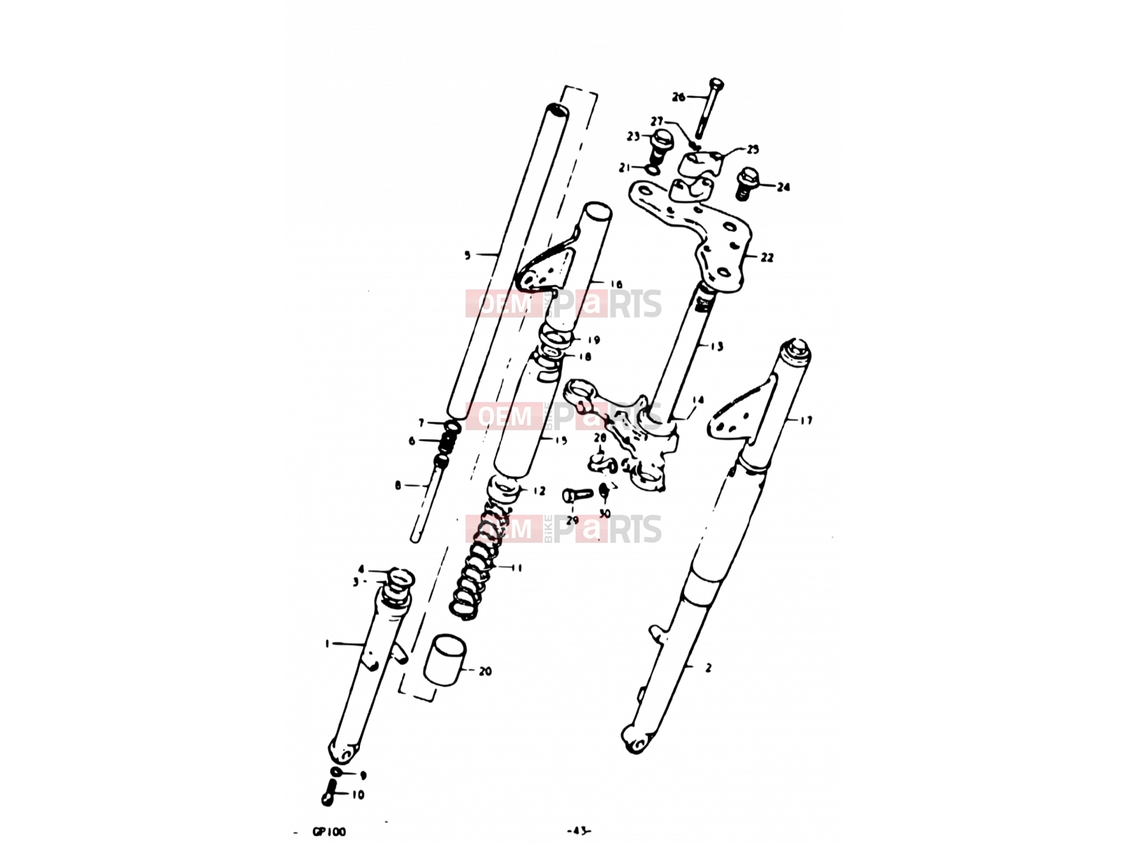 SUZUKI GP100U N (1992) 43 - FRONT FORK (E06)