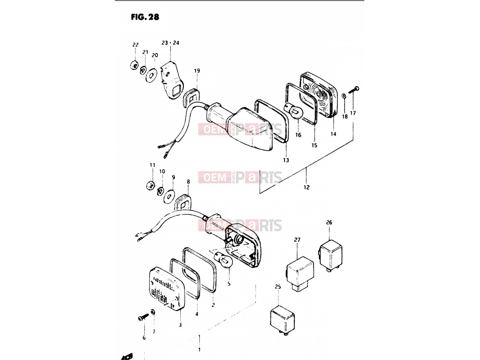 SUZUKI GS1100G G (1986) 28 - TURN SIGNAL LAMP (E02, E04, E15, E16, E17, E18, E22, E26)