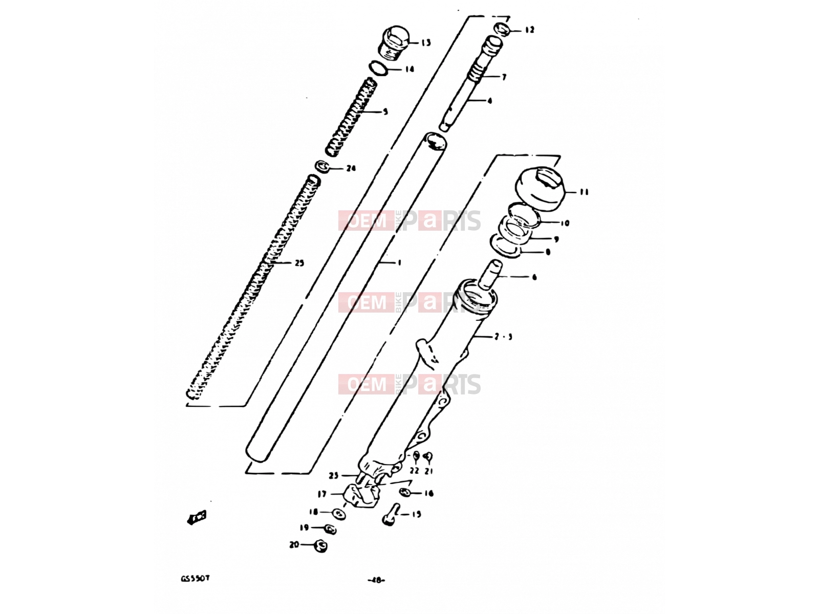 SUZUKI GS550 T (1996) 48 - FRONT FORK (SINGLE DISK)