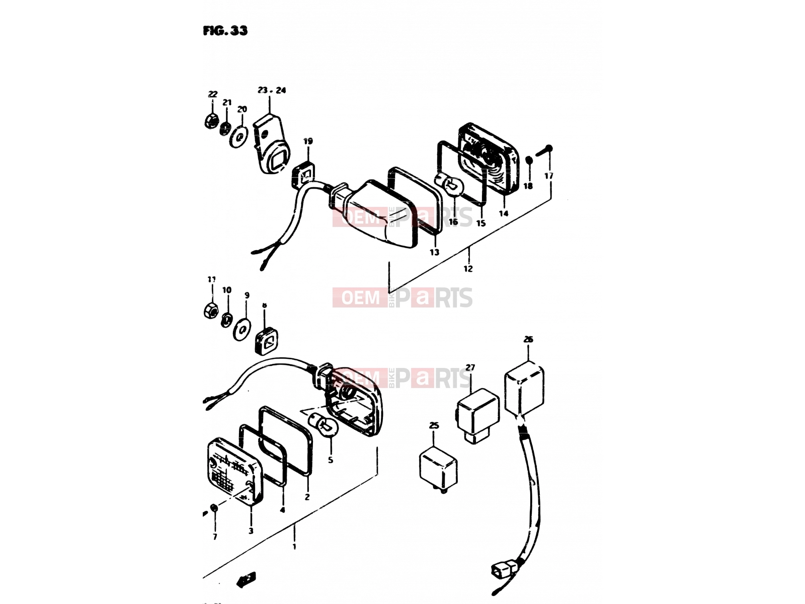 SUZUKI GS850G D (1983) 33 - TURN SIGNAL LAMP (E02, E04, E17, E21, E34)