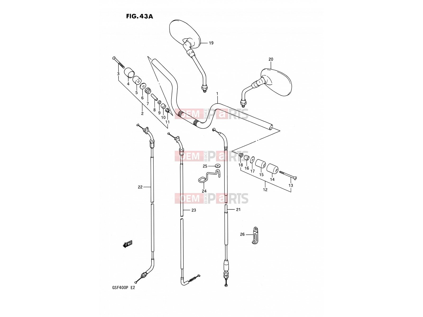 SUZUKI GSF400 M (1991) Bandit (E02) 43A - HANDLEBAR (E30)