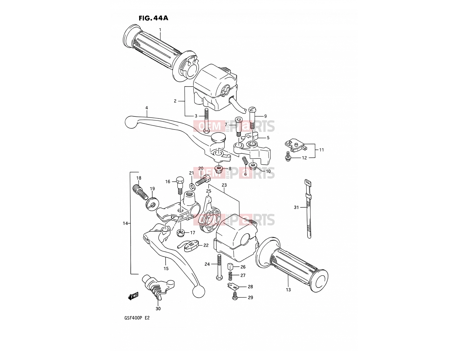 SUZUKI GSF400 M (1991) Bandit (E02) 44A - HANDLE SWITCH (E30)