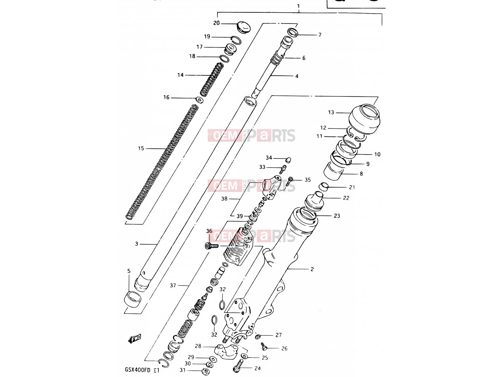 SUZUKI GSX400F D (1983) 49 - FRONT LEFT FORK