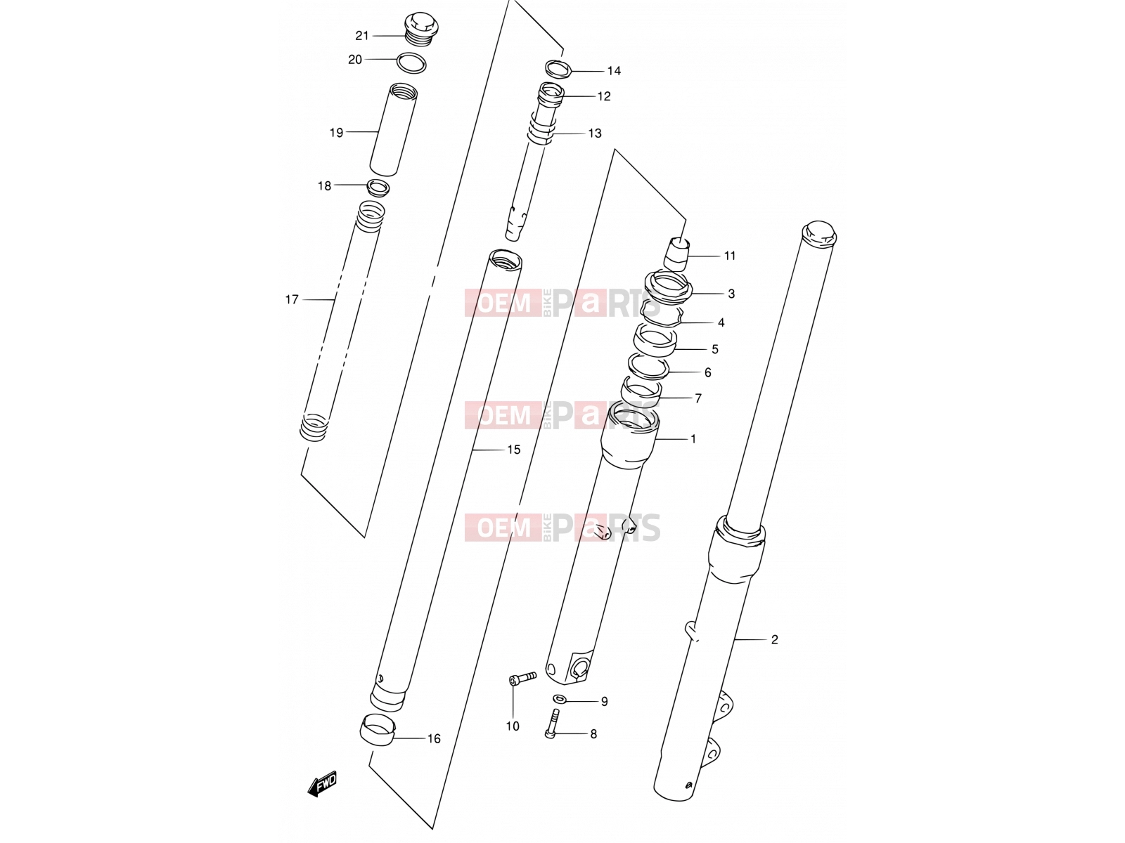 SUZUKI LS650P K2 (2002) Savage (E03,E28,E33) 41 - FRONT DAMPER