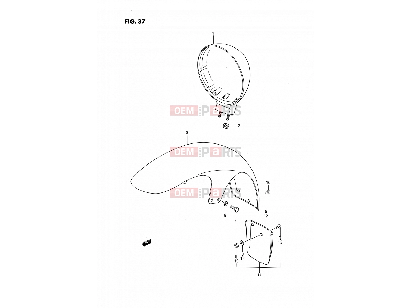 SUZUKI LS650P M (1991) Savage 37 - HEADLAMP HOUSING - FRONT FENDER (E15/E16/E24/E75/E77)
