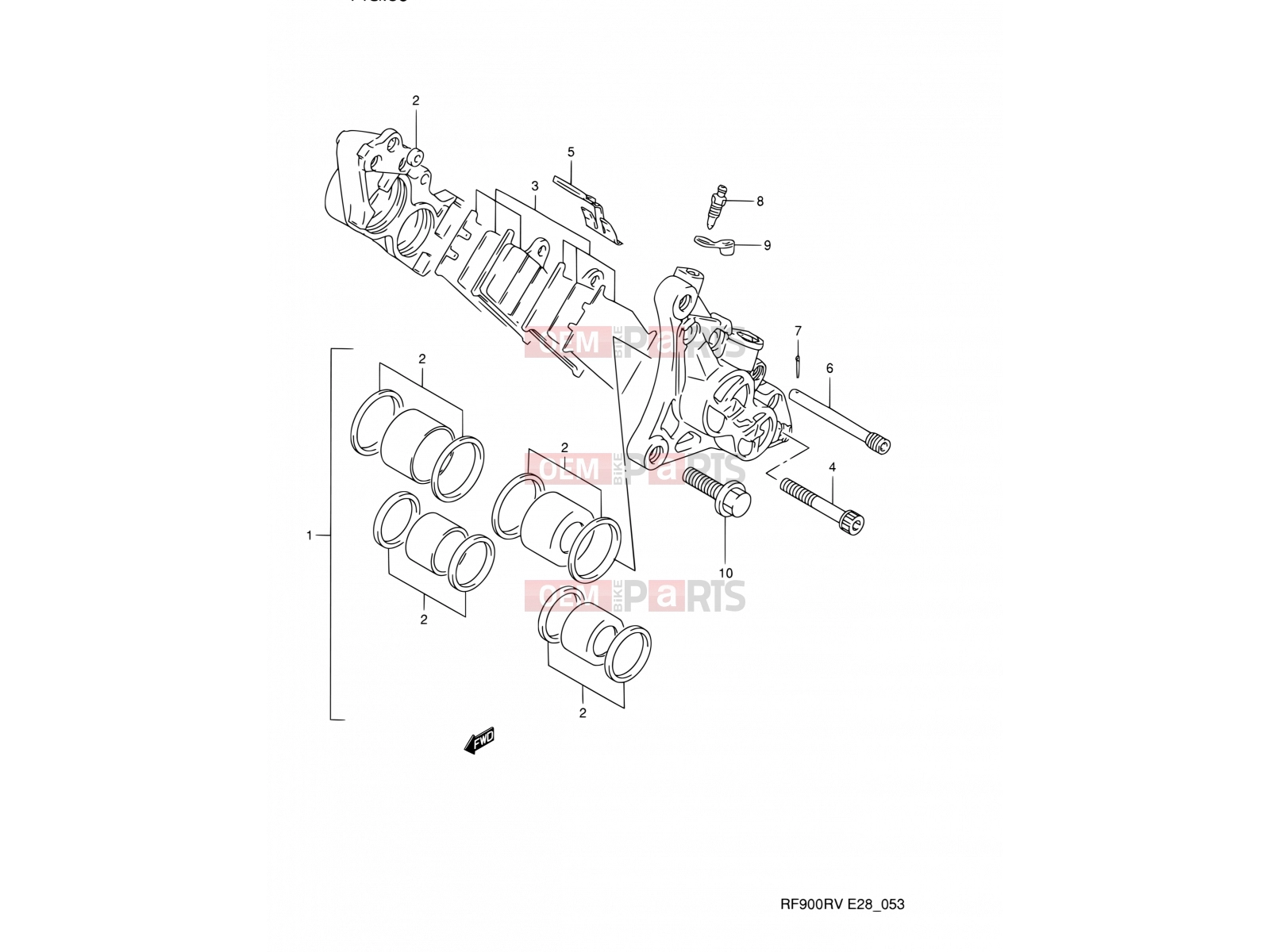 SUZUKI RF900R R (1994) (E03,E28,E33) 53 - FRONT CALIPERS