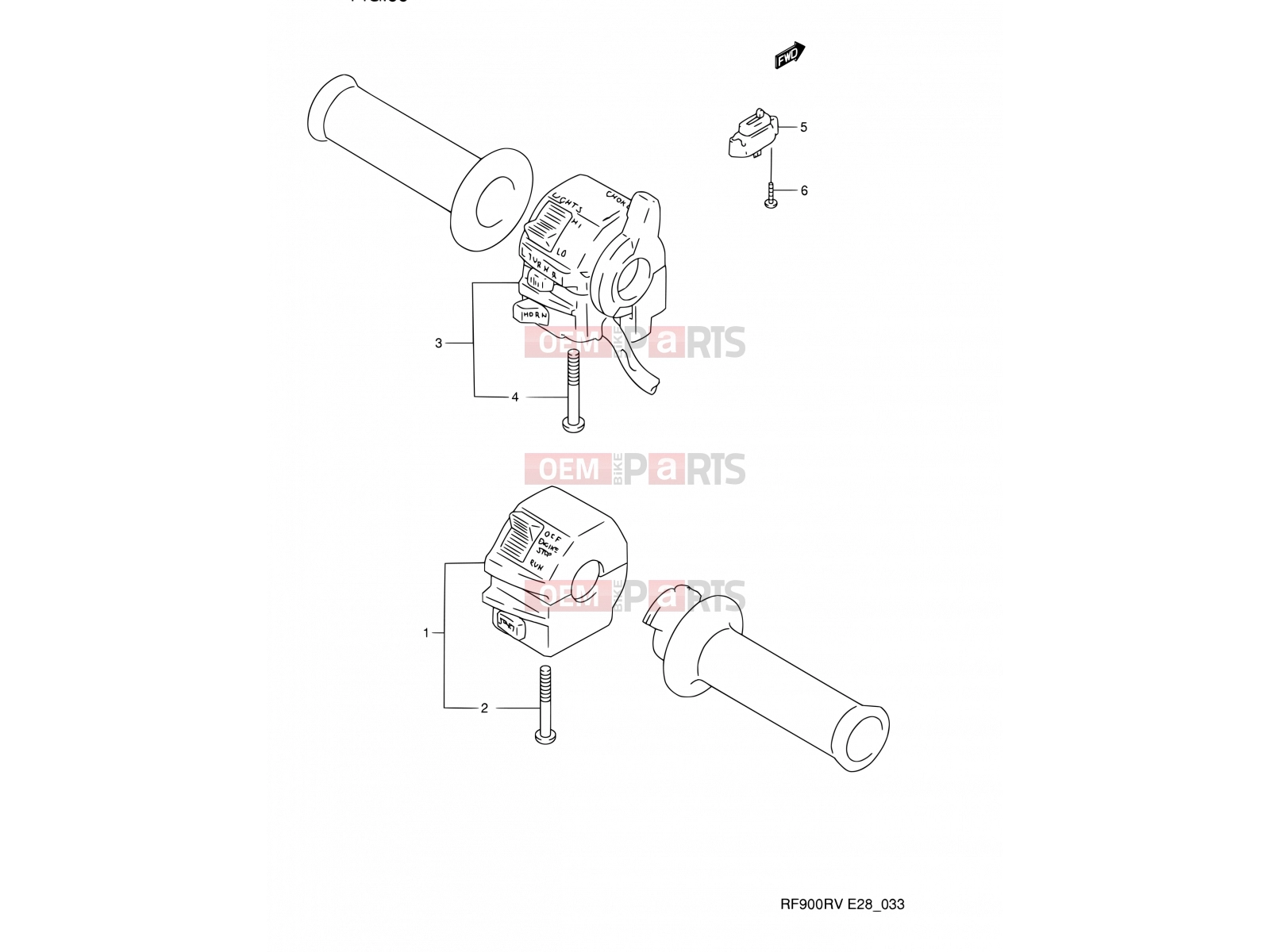 SUZUKI RF900R T (1996) (E03,E28,E33) 33 - HANDLE SWITCH