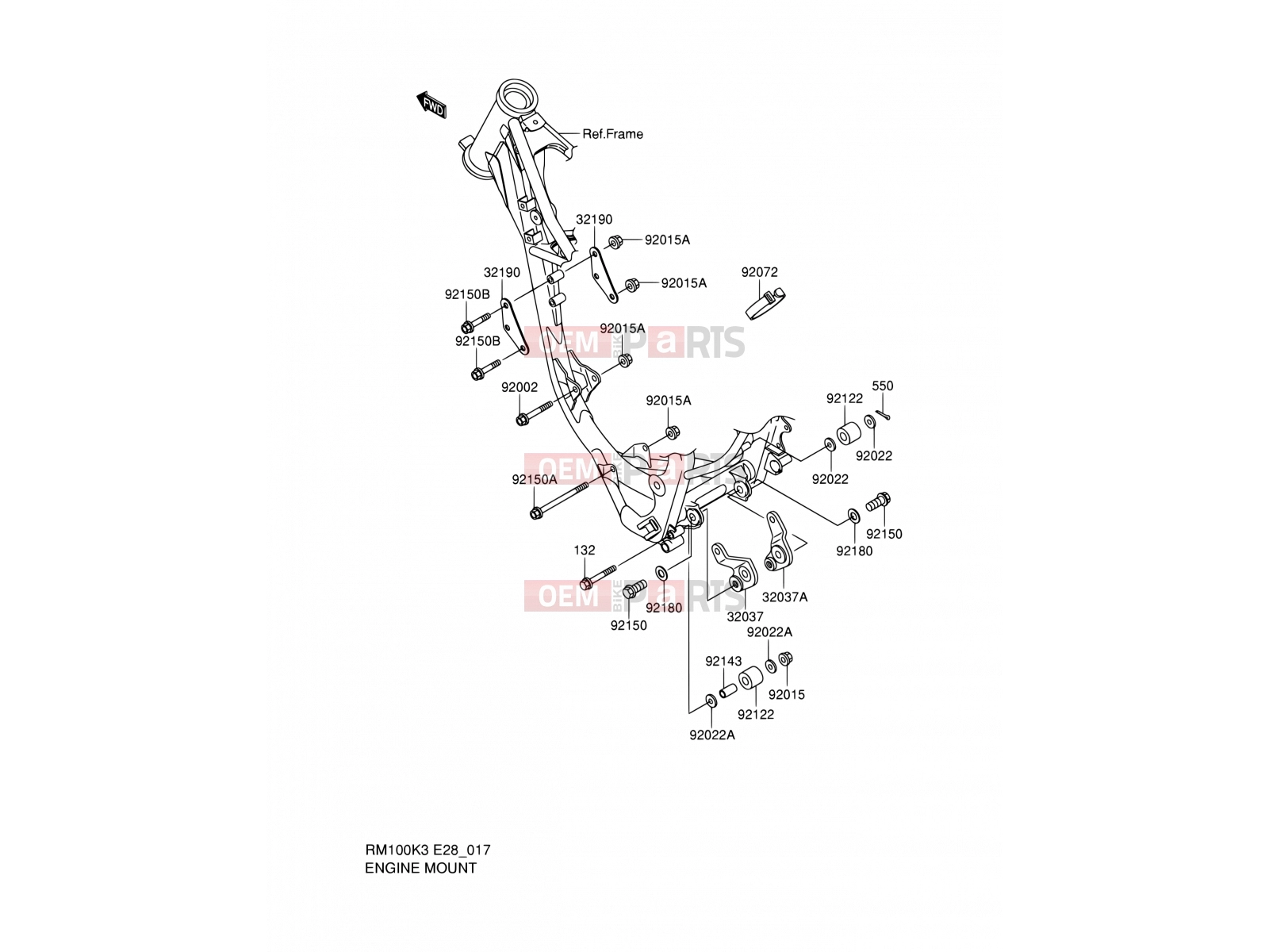 SUZUKI RM100 K3 (2003) (E28) 17 - ENGINE MOUNT