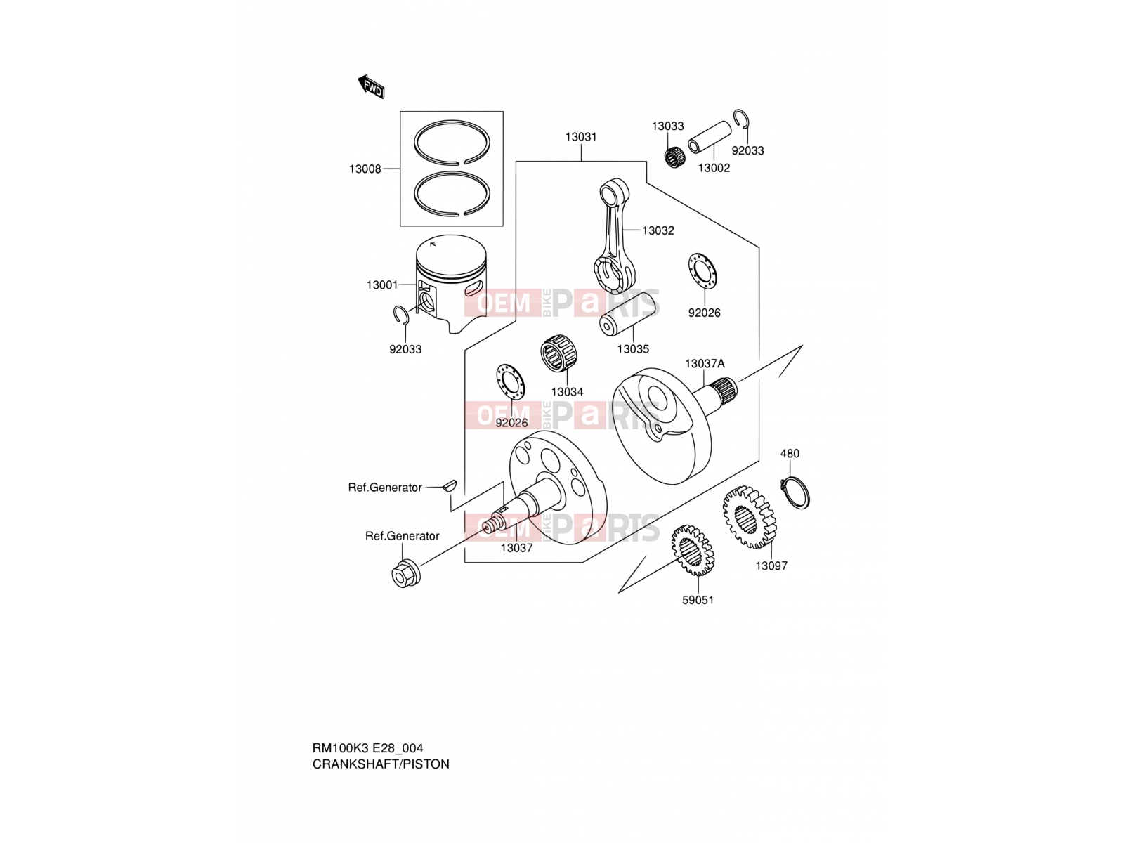 SUZUKI RM100 K4 (2004) (E28) 4 - CRANKSHAFT/PISTON