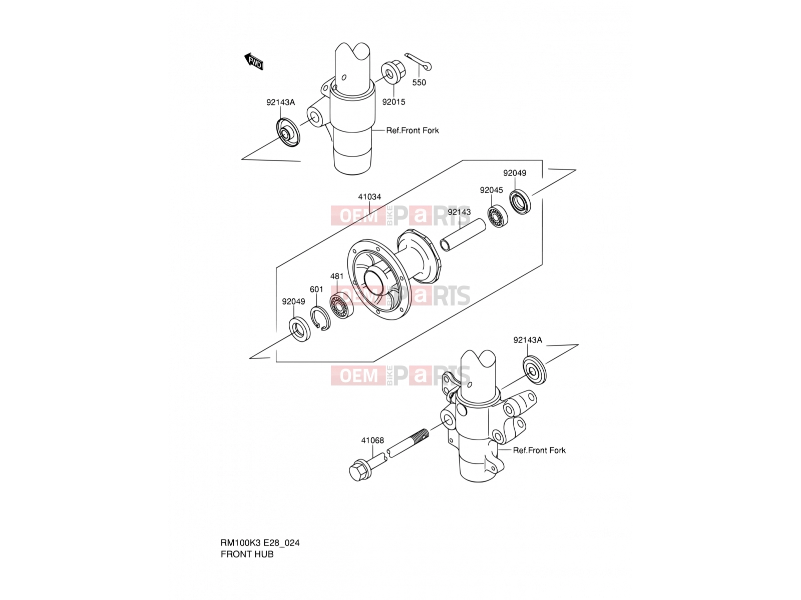 SUZUKI RM100 K4 (2004) (E28) 24 - FRONT HUB