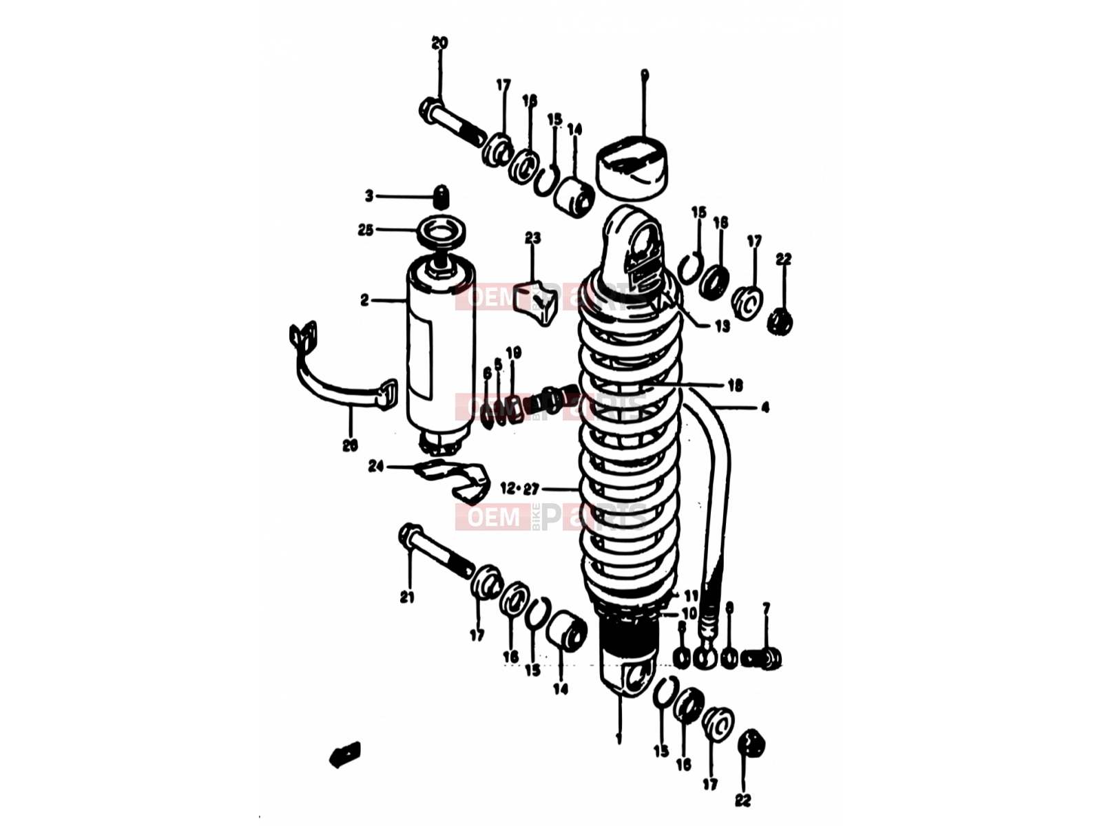 SUZUKI RM125 E (1984) 40 - SHOCK ABSORBER (MODEL E)