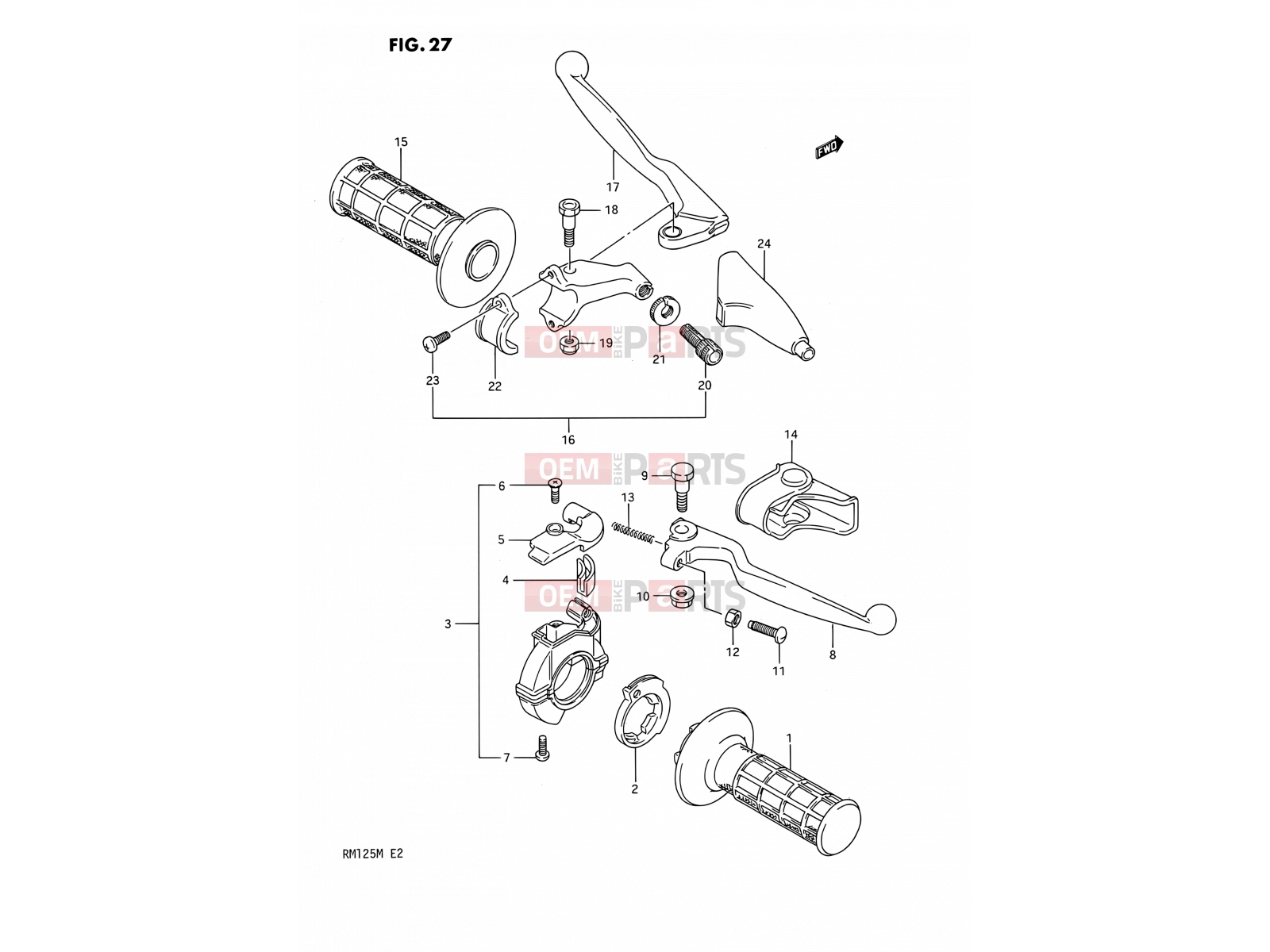 SUZUKI RM125 M (1991) (E02,E04,E24) 27 - HANDLE SWITCH