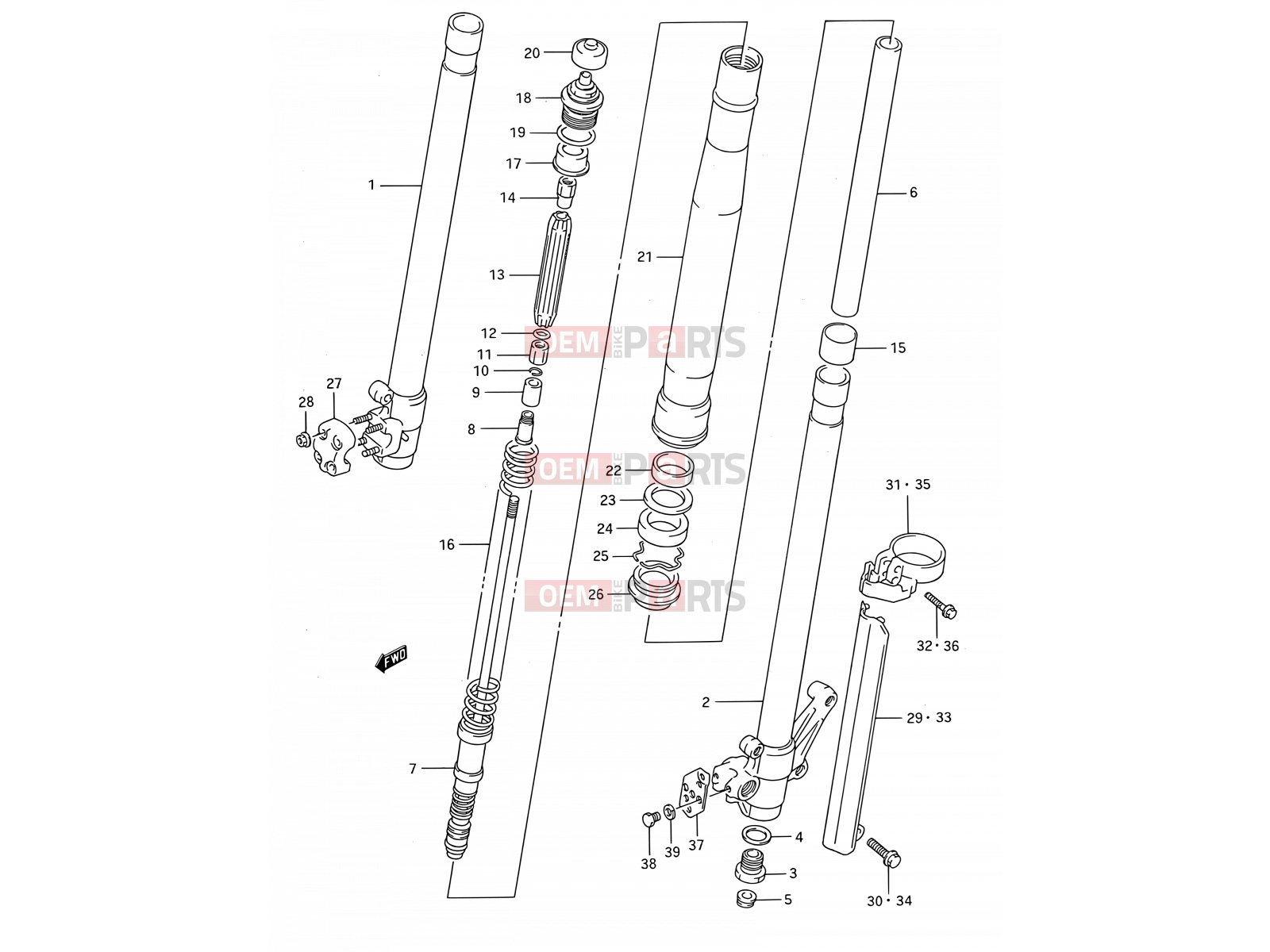 SUZUKI RM250 L (1990) (E03,E28,E33) 22 - FRONT DAMPER (MODEL K)