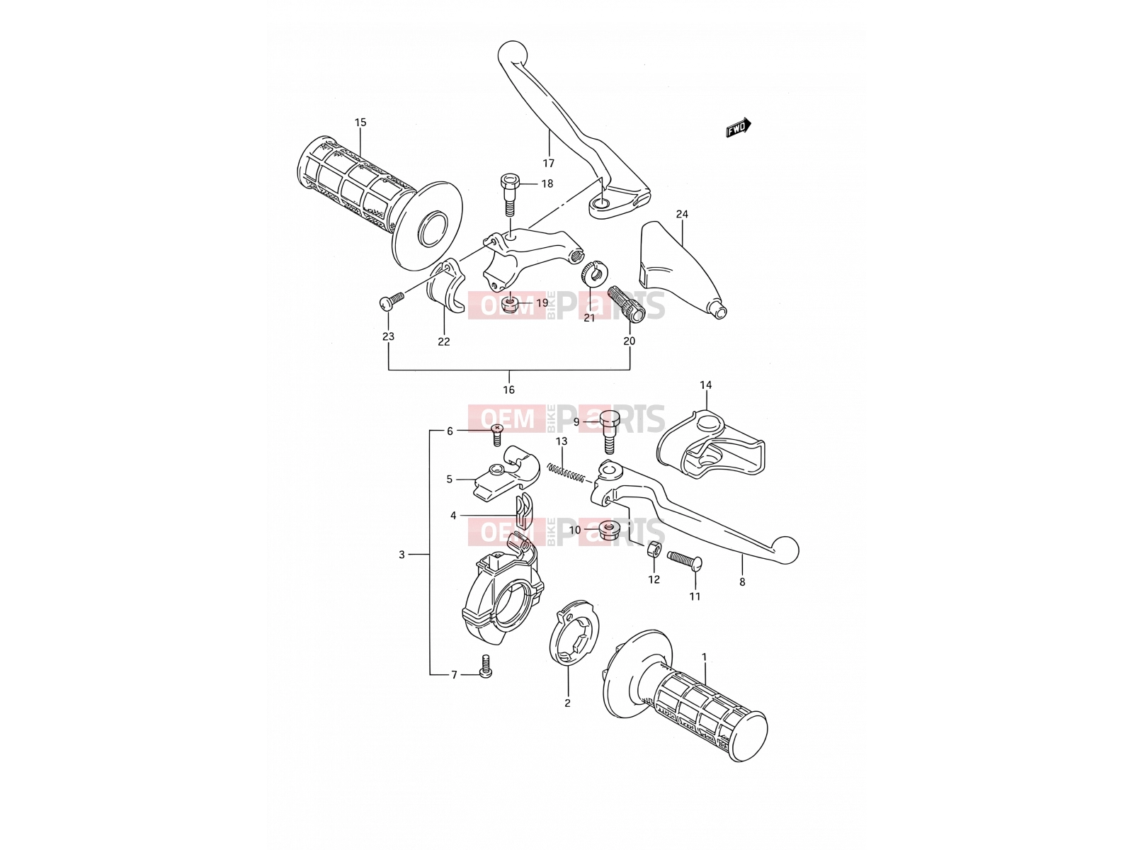SUZUKI RM250 M (1991) (E03,E28,E33) 27 - HANDLE SWITCH (MODEL K/L/M)