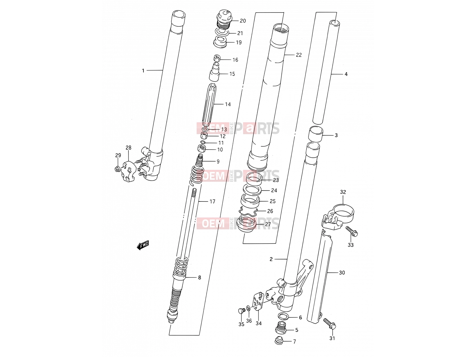 SUZUKI RM250 M (1991) (E03,E28,E33) 22A - FRONT DAMPER (MODEL L)